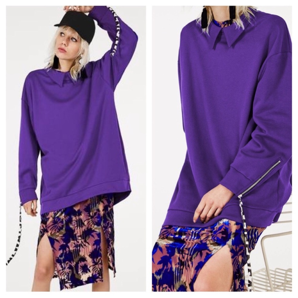 ZARA Collared Sweatshirt with trims